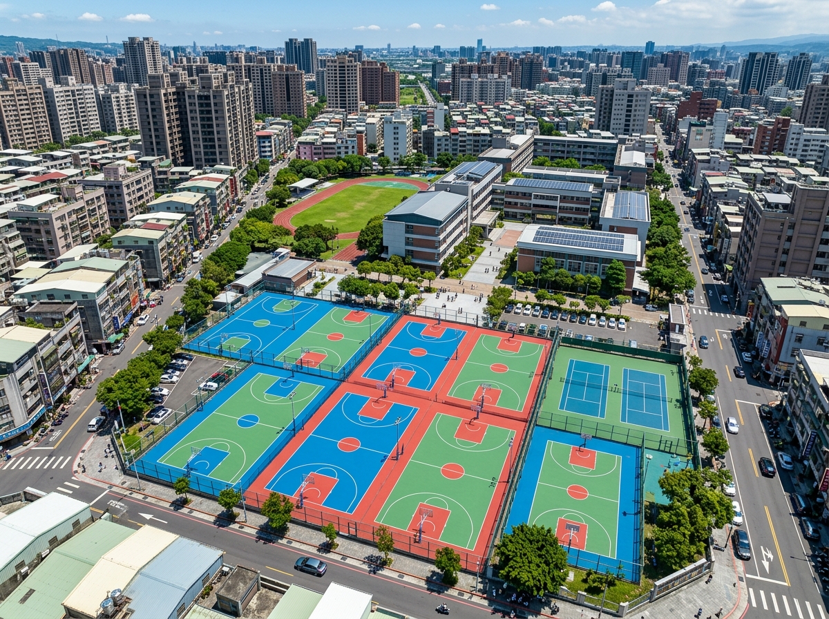 沈阳新民市透气型塑胶跑道硅PU篮球场 - 方案